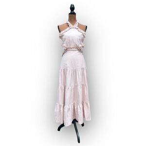 Margo Baridon x Anthropologie Ruffle Accented Halter Tie Maxi Dress, Women’s XS